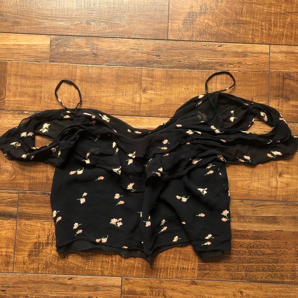 Zara floral cold shoulder tank